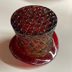 Amber colored Fenton glass hat